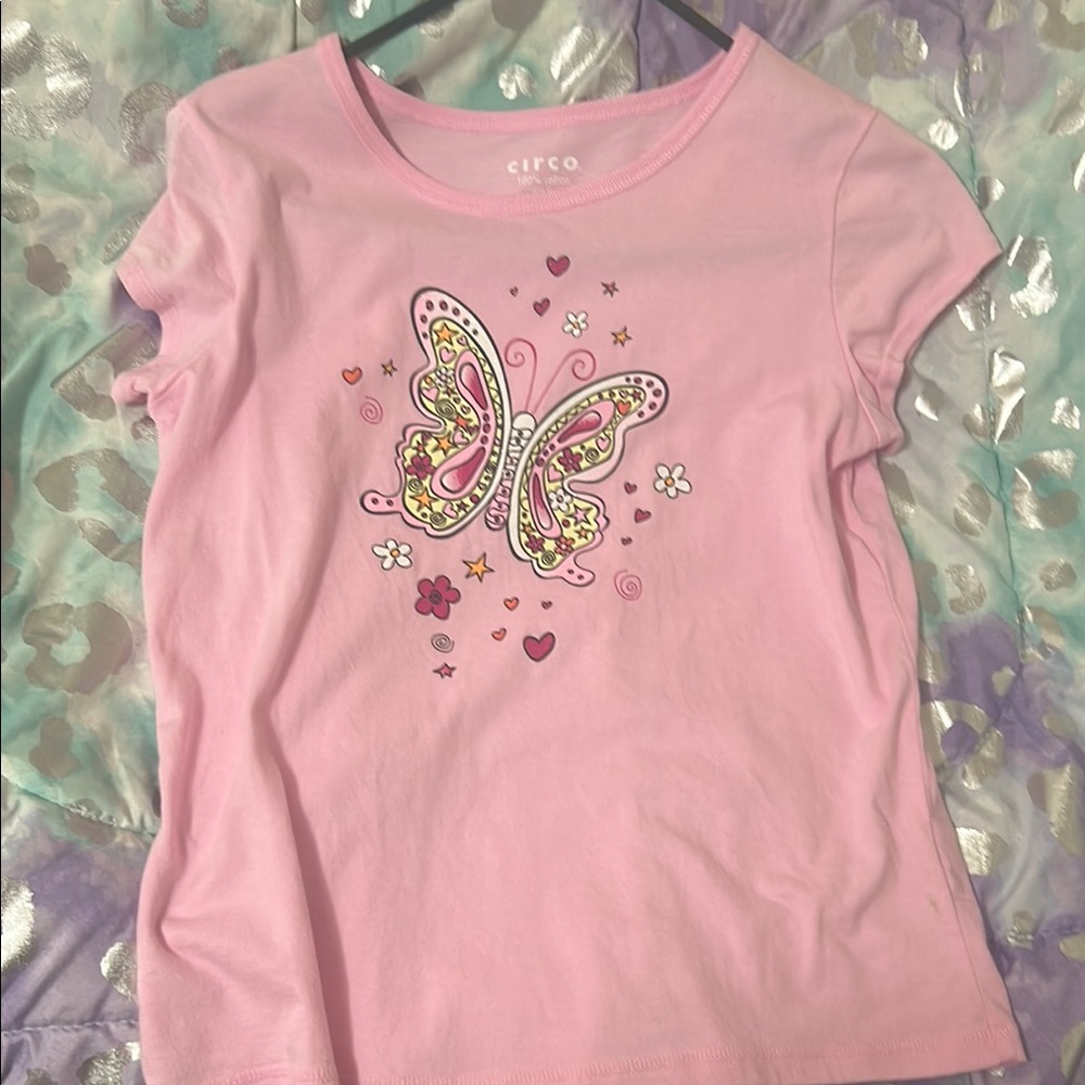 Circo Pink Short Sleeve Tee with Butterfly Design